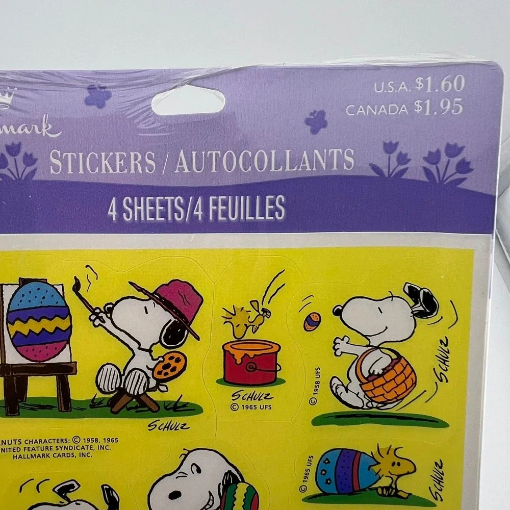 Vintage‎ Hallmark Peanuts Snoopy Easter Stickers 4 Sheets New Sealed